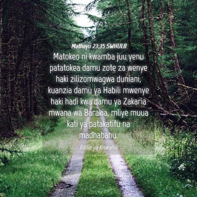 Picture 04 - Mathayo 23:35 SWHULB - Matokeo ni kwamba juu yenu patatokea damu zote za - Bible Verse Picture