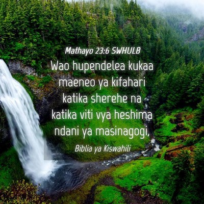 Picture 04 - Mathayo 23:6 SWHULB - Wao hupendelea kukaa maeneo ya kifahari katika - Bible Verse Picture