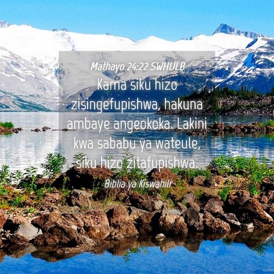 Picture 04 - Mathayo 24:22 SWHULB - Kama siku hizo zisingefupishwa, hakuna ambaye - Bible Verse Picture