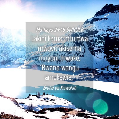 Picture 04 - Mathayo 24:48 SWHULB - Lakini kama mtumwa mwovu akisema moyoni mwake, - Bible Verse Picture