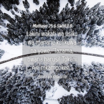 Picture 04 - Mathayo 25:6 SWHULB - Lakini wakati wa usiku wa manane kulikuwa na - Bible Verse Picture