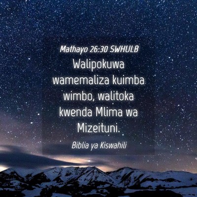 Picture 04 - Mathayo 26:30 SWHULB - Walipokuwa wamemaliza kuimba wimbo, walitoka - Bible Verse Picture