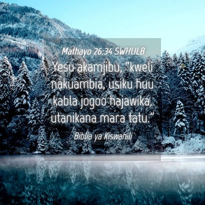 Picture 04 - Mathayo 26:34 SWHULB - Yesu akamjibu, “kweli nakuambia, usiku huu - Bible Verse Picture