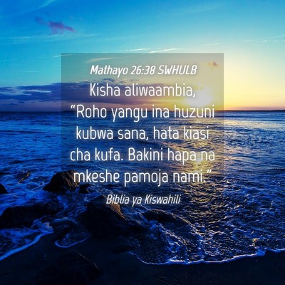 Picture 04 - Mathayo 26:38 SWHULB - Kisha aliwaambia, “Roho yangu ina huzuni kubwa - Bible Verse Picture
