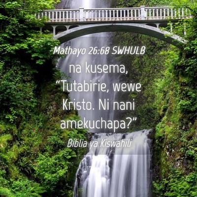 Picture 04 - Mathayo 26:68 SWHULB - na kusema, “Tutabirie, wewe Kristo. Ni nani - Bible Verse Picture