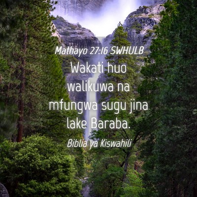 Picture 04 - Mathayo 27:16 SWHULB - Wakati huo walikuwa na mfungwa sugu jina lake - Bible Verse Picture