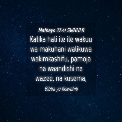 Picture 04 - Mathayo 27:41 SWHULB - Katika hali ile ile wakuu wa makuhani walikuwa - Bible Verse Picture