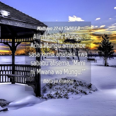 Picture 04 - Mathayo 27:43 SWHULB - Alimtumaini Mungu. Acha Mungu amwokoe sasa kama - Bible Verse Picture