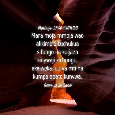 Picture 04 - Mathayo 27:48 SWHULB - Mara moja mmoja wao alikimbia kuchukua sifongo na - Bible Verse Picture