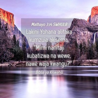 Picture 04 - Mathayo 3:14 SWHULB - Lakini Yohana alitaka kumzuia akisema, “Mimi - Bible Verse Picture