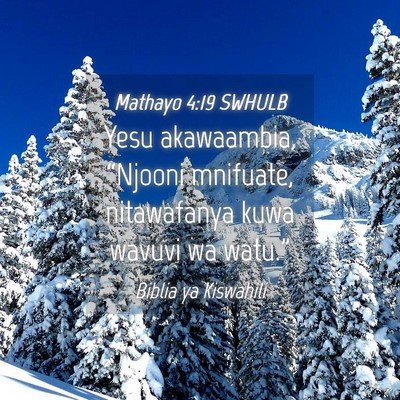 Picture 04 - Mathayo 4:19 SWHULB - Yesu akawaambia, “Njooni mnifuate, nitawafanya - Bible Verse Picture