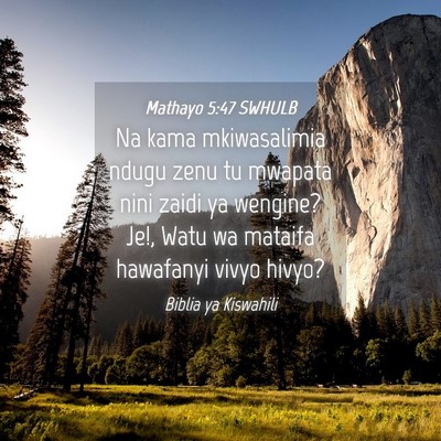 Picture 04 - Mathayo 5:47 SWHULB - Na kama mkiwasalimia ndugu zenu tu mwapata nini - Bible Verse Picture