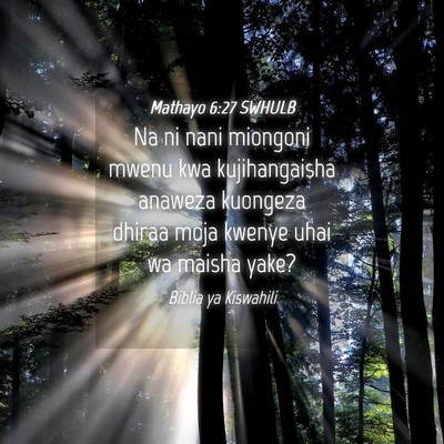 Picture 04 - Mathayo 6:27 SWHULB - Na ni nani miongoni mwenu kwa kujihangaisha - Bible Verse Picture
