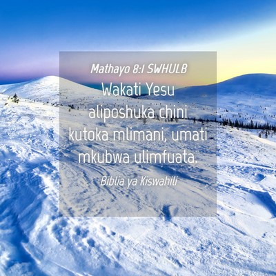 Picture 04 - Mathayo 8:1 SWHULB - Wakati Yesu aliposhuka chini kutoka mlimani, - Bible Verse Picture