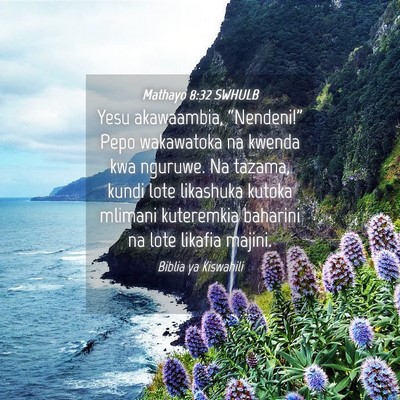 Picture 04 - Mathayo 8:32 SWHULB - Yesu akawaambia, “Nendeni!” Pepo wakawatoka - Bible Verse Picture