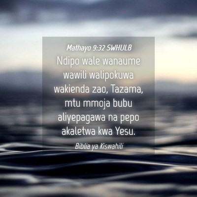Picture 04 - Mathayo 9:32 SWHULB - Ndipo wale wanaume wawili walipokuwa wakienda - Bible Verse Picture