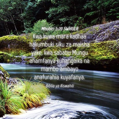 Picture 04 - Mhubiri 5:20 SWHULB - Kwa kuwa mara kadhaa hakumbuki siku za maisha - Bible Verse Picture