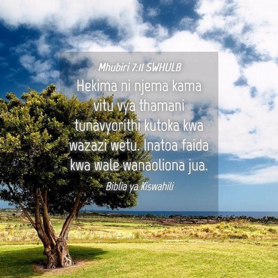 Picture 04 - Mhubiri 7:11 SWHULB - Hekima ni njema kama vitu vya thamani - Bible Verse Picture