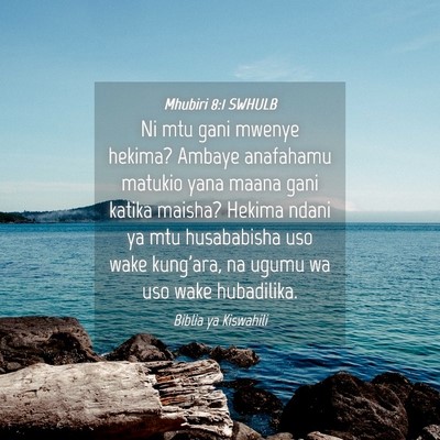 Picture 04 - Mhubiri 8:1 SWHULB - Ni mtu gani mwenye hekima? Ambaye anafahamu - Bible Verse Picture