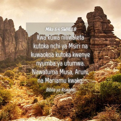 Picture 04 - Mika 6:4 SWHULB - Kwa kuwa niliwaleta kutoka nchi ya Msiri na - Bible Verse Picture
