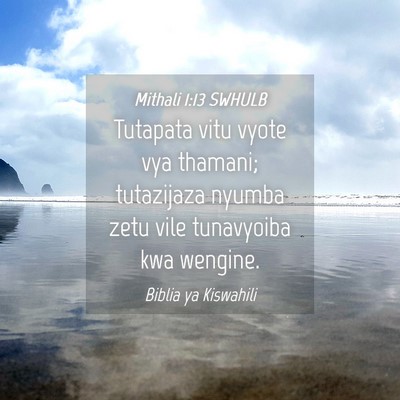 Picture 04 - Mithali 1:13 SWHULB - Tutapata vitu vyote vya thamani; tutazijaza - Bible Verse Picture