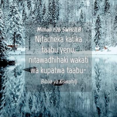 Picture 04 - Mithali 1:26 SWHULB - Nitacheka katika taabu yenu, nitawadhihaki wakati - Bible Verse Picture