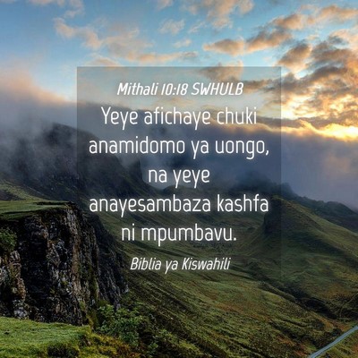 Picture 04 - Mithali 10:18 SWHULB - Yeye afichaye chuki anamidomo ya uongo, na yeye - Bible Verse Picture