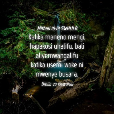 Picture 04 - Mithali 10:19 SWHULB - Katika maneno mengi, hapakosi uhalifu, bali - Bible Verse Picture