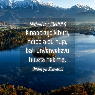 Picture 04 - Mithali 11:2 SWHULB - Kinapokuja kiburi, ndipo aibu huja, bali - Bible Verse Picture