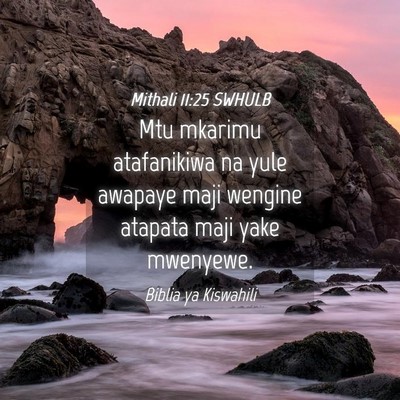 Picture 04 - Mithali 11:25 SWHULB - Mtu mkarimu atafanikiwa na yule awapaye maji - Bible Verse Picture
