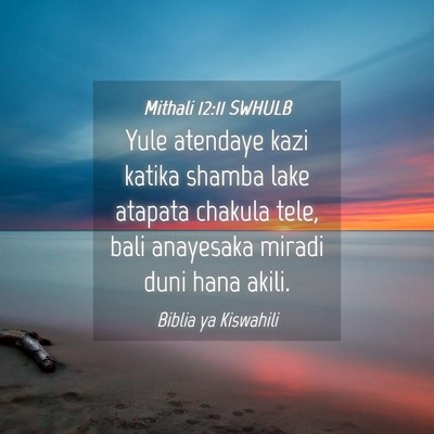 Picture 04 - Mithali 12:11 SWHULB - Yule atendaye kazi katika shamba lake atapata - Bible Verse Picture