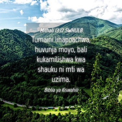Picture 04 - Mithali 13:12 SWHULB - Tumaini linapoachwa, huvunja moyo, bali - Bible Verse Picture