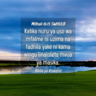 Picture 04 - Mithali 16:15 SWHULB - Katika nuru ya uso wa mfalme ni uzima na fadhila - Bible Verse Picture