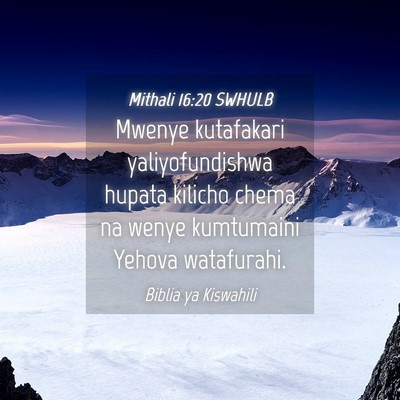 Picture 04 - Mithali 16:20 SWHULB - Mwenye kutafakari yaliyofundishwa hupata kilicho - Bible Verse Picture