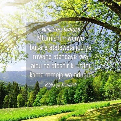 Picture 04 - Mithali 17:2 SWHULB - Mtumishi mwenye busara atatawala juu ya mwana - Bible Verse Picture