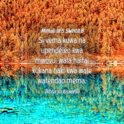 Picture 04 - Mithali 18:5 SWHULB - Si vema kuwa na upendeleo kwa mwovu, wala haifai - Bible Verse Picture