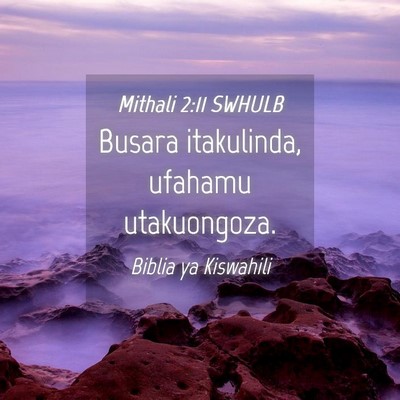 Picture 04 - Mithali 2:11 SWHULB - Busara itakulinda, ufahamu - Bible Verse Picture