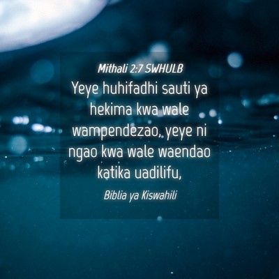 Picture 04 - Mithali 2:7 SWHULB - Yeye huhifadhi sauti ya hekima kwa wale - Bible Verse Picture