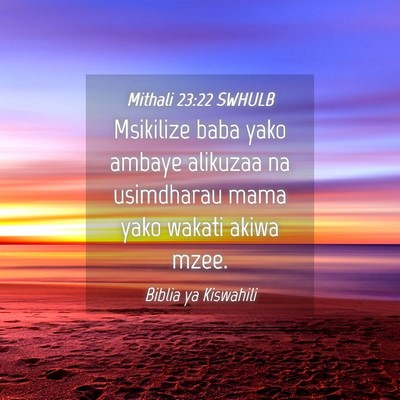 Picture 04 - Mithali 23:22 SWHULB - Msikilize baba yako ambaye alikuzaa na usimdharau - Bible Verse Picture