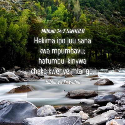 Picture 04 - Mithali 24:7 SWHULB - Hekima ipo juu sana kwa mpumbavu; hafumbui kinywa - Bible Verse Picture