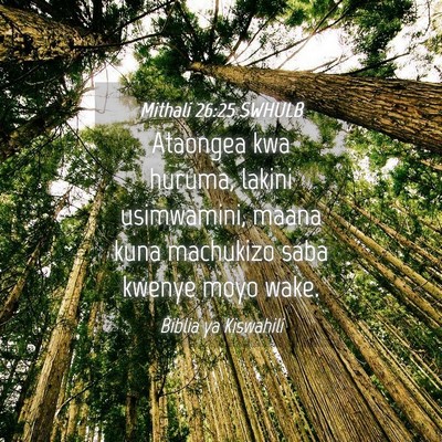 Picture 04 - Mithali 26:25 SWHULB - Ataongea kwa huruma, lakini usimwamini, maana - Bible Verse Picture