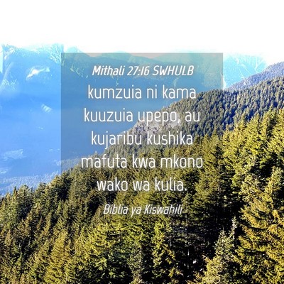 Picture 04 - Mithali 27:16 SWHULB - kumzuia ni kama kuuzuia upepo, au kujaribu - Bible Verse Picture