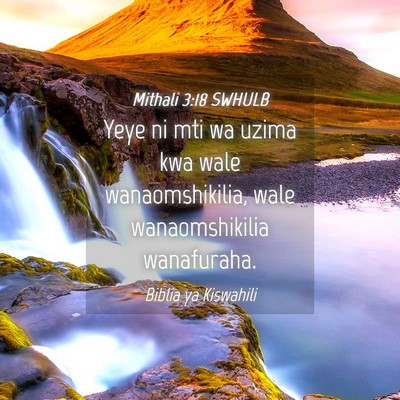 Picture 04 - Mithali 3:18 SWHULB - Yeye ni mti wa uzima kwa wale wanaomshikilia, - Bible Verse Picture