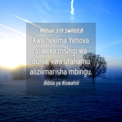 Picture 04 - Mithali 3:19 SWHULB - Kwa hekima Yehova aliweka msingi wa dunia, kwa - Bible Verse Picture