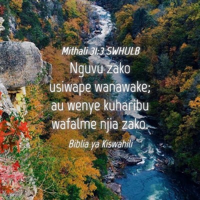 Picture 04 - Mithali 31:3 SWHULB - Nguvu zako usiwape wanawake; au wenye kuharibu - Bible Verse Picture