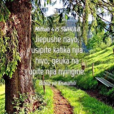 Picture 04 - Mithali 4:15 SWHULB - Jiepushe nayo, usipite katika njia hiyo; geuka na - Bible Verse Picture