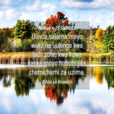 Picture 04 - Mithali 4:23 SWHULB - Ulinde salama moyo wako na uukinge kwa bidii - Bible Verse Picture