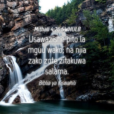 Picture 04 - Mithali 4:26 SWHULB - Usawazishe pito la mguu wako; na njia zako zote - Bible Verse Picture