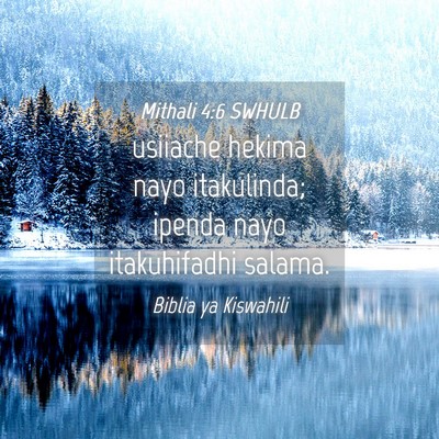 Picture 04 - Mithali 4:6 SWHULB - usiiache hekima nayo itakulinda; ipenda nayo - Bible Verse Picture