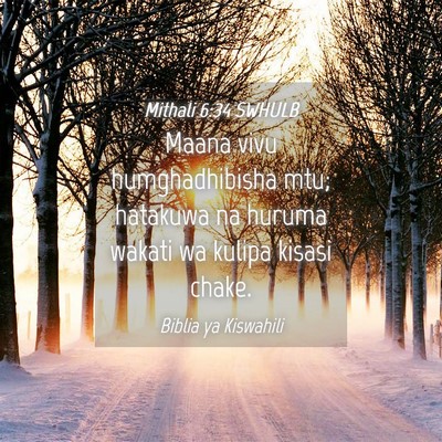 Picture 04 - Mithali 6:34 SWHULB - Maana vivu humghadhibisha mtu; hatakuwa na huruma - Bible Verse Picture